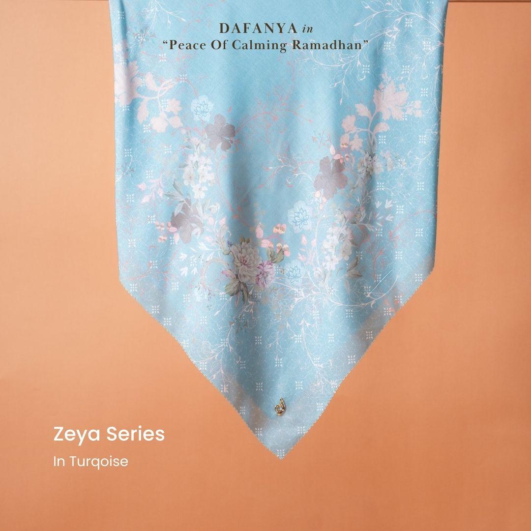 𝐃𝐀𝐅𝐀𝐍𝐘𝐀 - Zeya Series Jilbab Motif Floral Kerudung Segi Empat Hijab Scarf bahan Voal Laser Cut