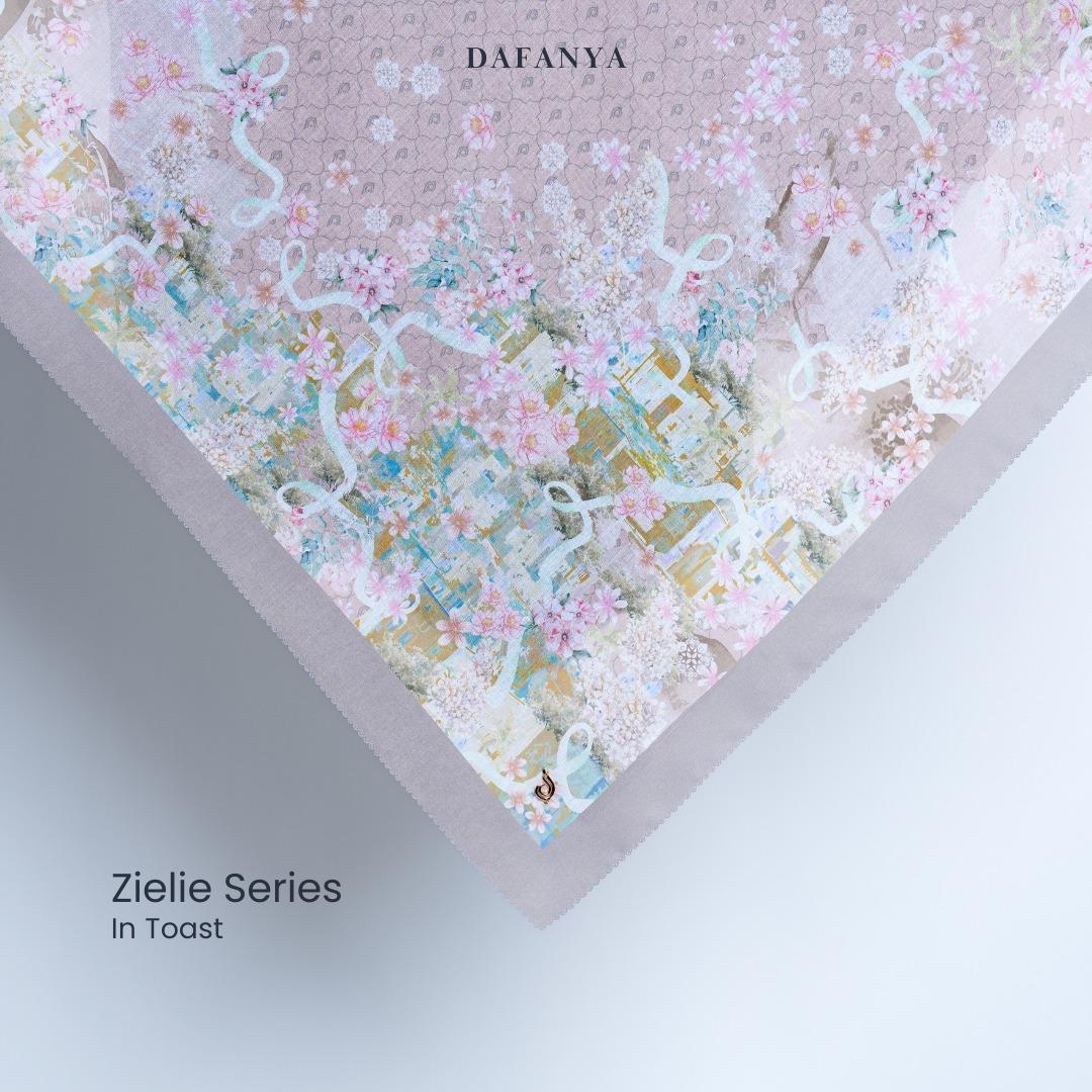 𝐃𝐀𝐅𝐀𝐍𝐘𝐀 - Zielie Series Jilbab Motif Floral Kerudung Segi Empat Hijab Scarf bahan Voal Laser Cut
