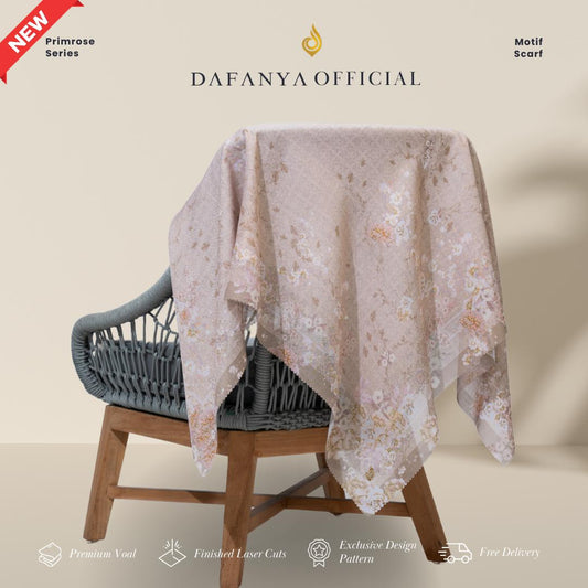 𝐃𝐀𝐅𝐀𝐍𝐘𝐀 - Primrose Series Jilbab Motif Floral Kerudung Segi Empat Hijab Scarf bahan Voal Laser Cut