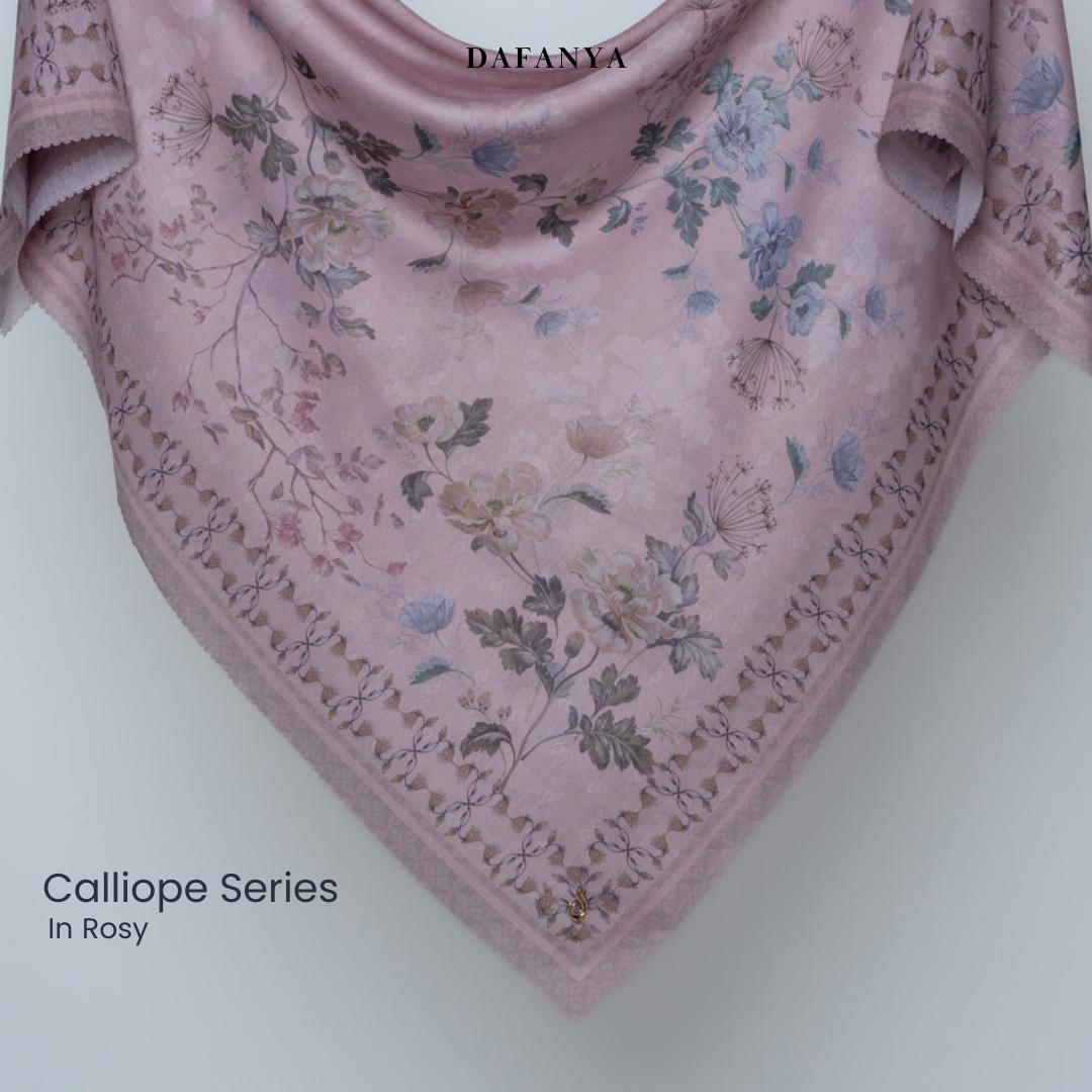 𝐃𝐀𝐅𝐀𝐍𝐘𝐀 - Syari 130x130 Calliope Series Jilbab Motif Floral Kerudung Segi Empat Hijab Scarf bahan Voal Laser Cut