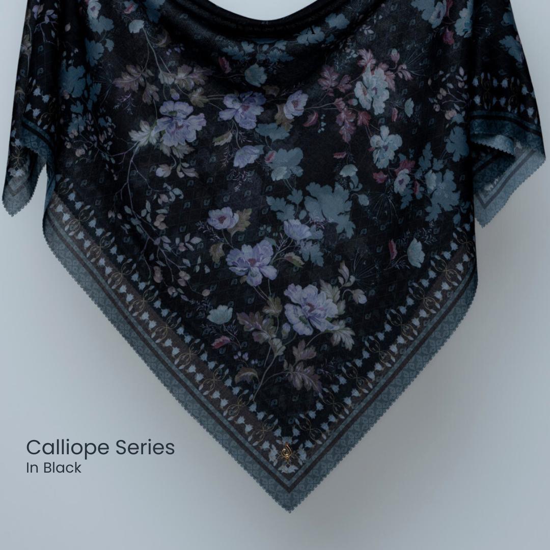 𝐃𝐀𝐅𝐀𝐍𝐘𝐀 - Syari 130x130 Calliope Series Jilbab Motif Floral Kerudung Segi Empat Hijab Scarf bahan Voal Laser Cut