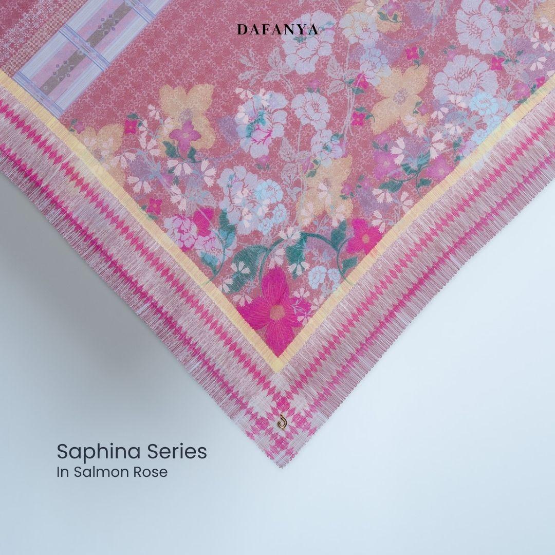 𝐃𝐀𝐅𝐀𝐍𝐘𝐀 - Saphina Series Jilbab Motif Floral Kerudung Segi Empat Hijab Scarf bahan Voal Laser Cut
