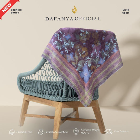 𝐃𝐀𝐅𝐀𝐍𝐘𝐀 - Saphina Series Jilbab Motif Floral Kerudung Segi Empat Hijab Scarf bahan Voal Laser Cut