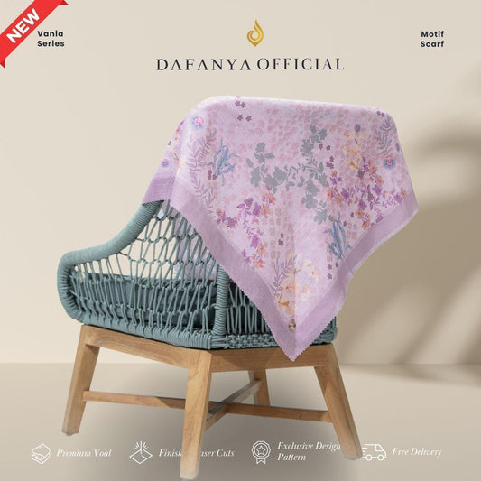 𝐃𝐀𝐅𝐀𝐍𝐘𝐀 - Vania Series Jilbab Motif Floral Kerudung Segi Empat Hijab Scarf bahan Voal Laser Cut