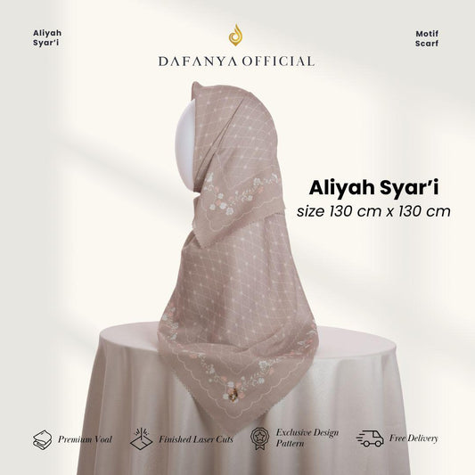 𝐃𝐀𝐅𝐀𝐍𝐘𝐀 - Syari 130x130 Aliyah Series Jilbab Motif Monogram Kerudung Segi Empat Hijab Scarf bahan Voal Laser Cut