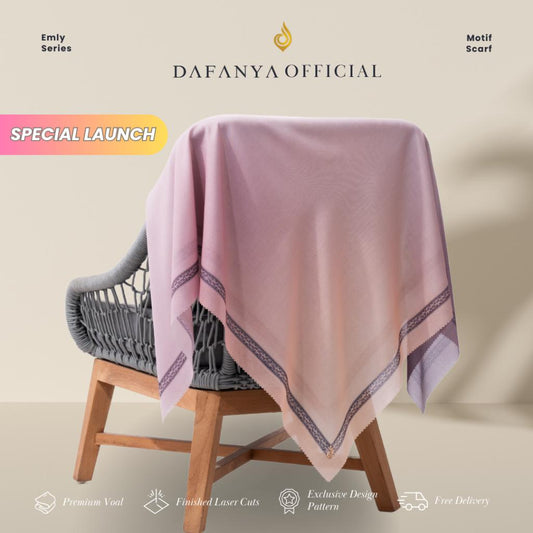 𝐃𝐀𝐅𝐀𝐍𝐘𝐀 - Emly Series Jilbab 4 Gradasi Kerudung Segi Empat Hijab Scarf bahan Voal Laser Cut