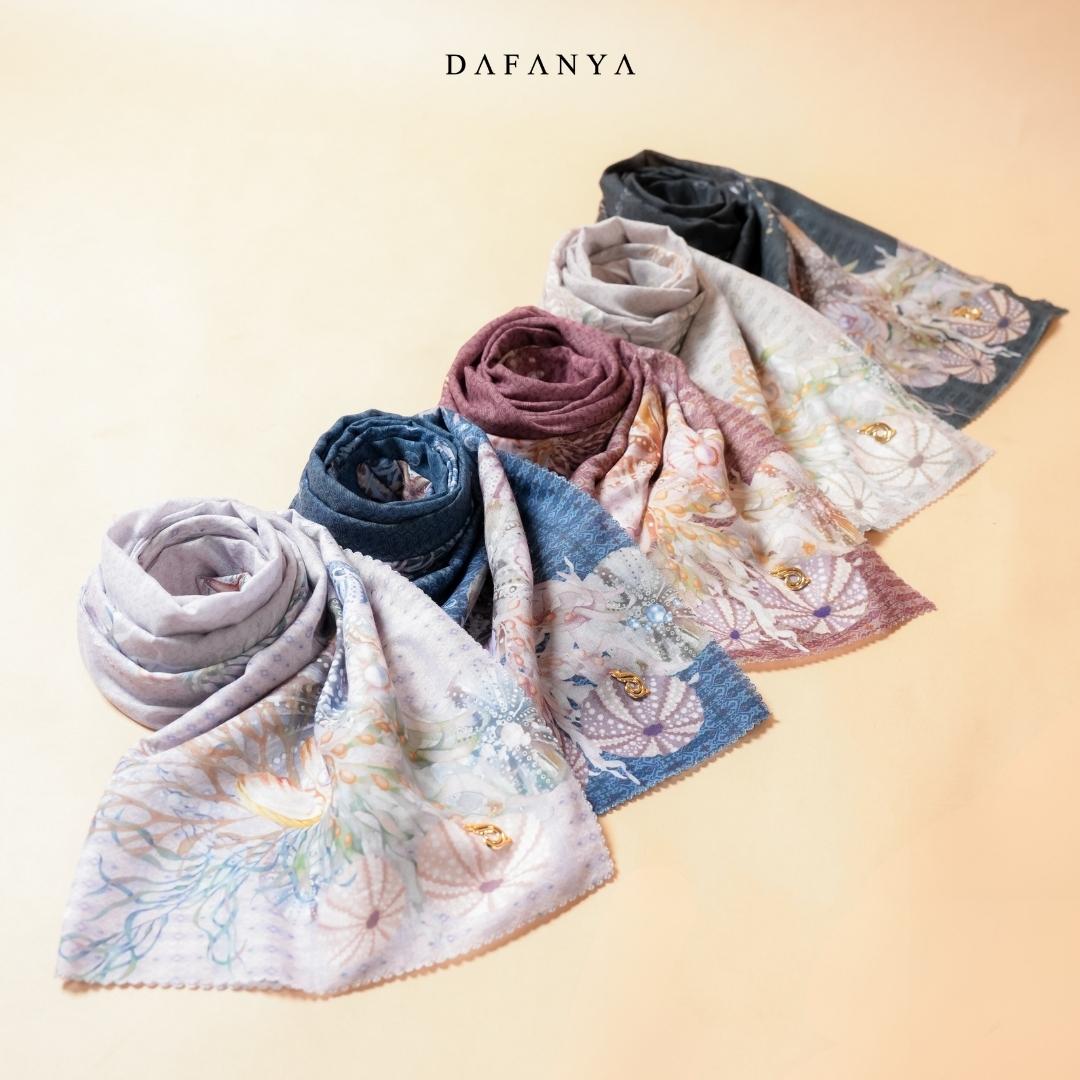 [Bundle 10 Pcs] 𝐃𝐀𝐅𝐀𝐍𝐘𝐀 - Cordelia Series Jilbab Motif Floral Kerudung Segi Empat Hijab Scarf bahan Voal Laser Cut
