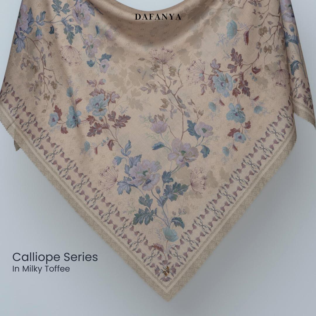 𝐃𝐀𝐅𝐀𝐍𝐘𝐀 - Syari 130x130 Calliope Series Jilbab Motif Floral Kerudung Segi Empat Hijab Scarf bahan Voal Laser Cut