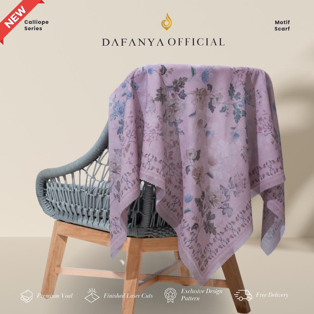 𝐃𝐀𝐅𝐀𝐍𝐘𝐀 - Syari 130x130 Calliope Series Jilbab Motif Floral Kerudung Segi Empat Hijab Scarf bahan Voal Laser Cut