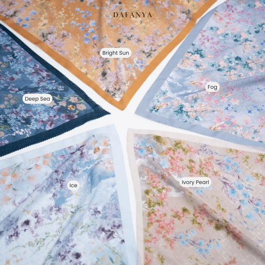 𝐃𝐀𝐅𝐀𝐍𝐘𝐀 - Seara Series Jilbab Motif Floral Kerudung Segi Empat Hijab Scarf bahan Voal Laser Cut