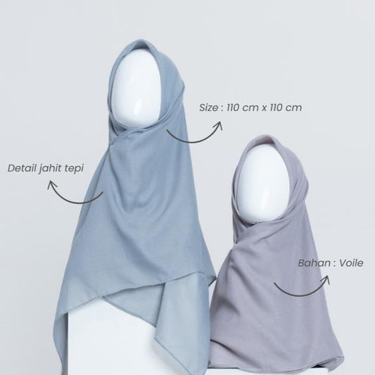 𝐃𝐀𝐅𝐀𝐍𝐘𝐀 - Maserati Series Jilbab Polos Kerudung Segi Empat Hijab Scarf bahan Voal Jahit Tepi