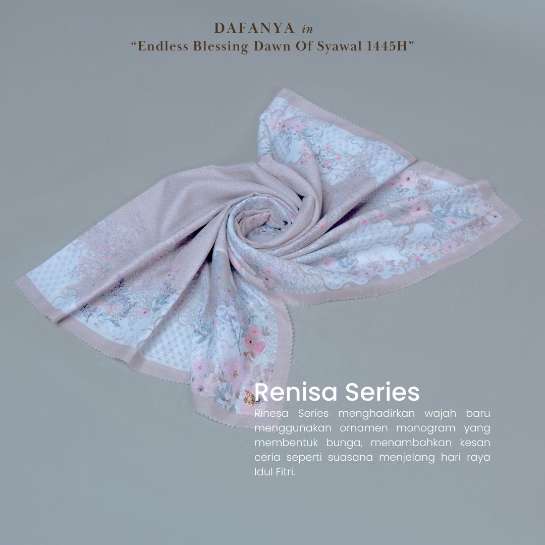𝐃𝐀𝐅𝐀𝐍𝐘𝐀 - Renisa Series Jilbab Motif Floral Kerudung Segi Empat Hijab Scarf bahan Voal Laser Cut
