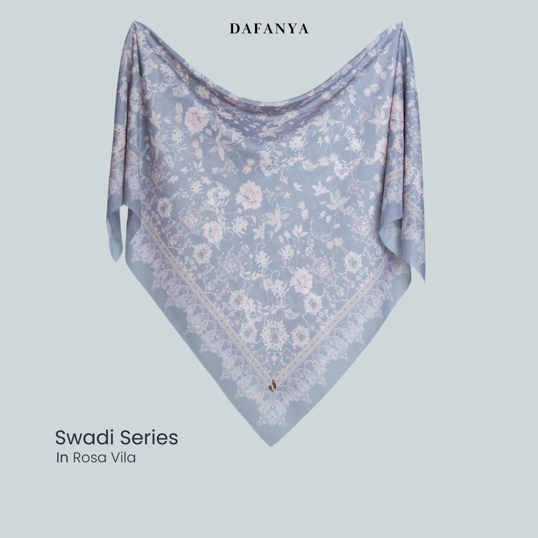𝐃𝐀𝐅𝐀𝐍𝐘𝐀 - Swadi Series Jilbab Motif Floral Kerudung Segi Empat Hijab Scarf bahan Voal Laser Cut Rayafanya Edition