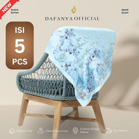 [Bundle 5 Pcs] 𝐃𝐀𝐅𝐀𝐍𝐘𝐀 - Seara Series Jilbab Motif Floral Kerudung Segi Empat Hijab Scarf bahan Voal Laser Cut
