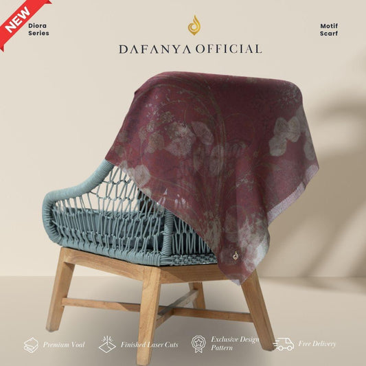 𝐃𝐀𝐅𝐀𝐍𝐘𝐀 - Diora Series Jilbab Motif Floral Kerudung Segi Empat Hijab Scarf bahan Voal Laser Cut