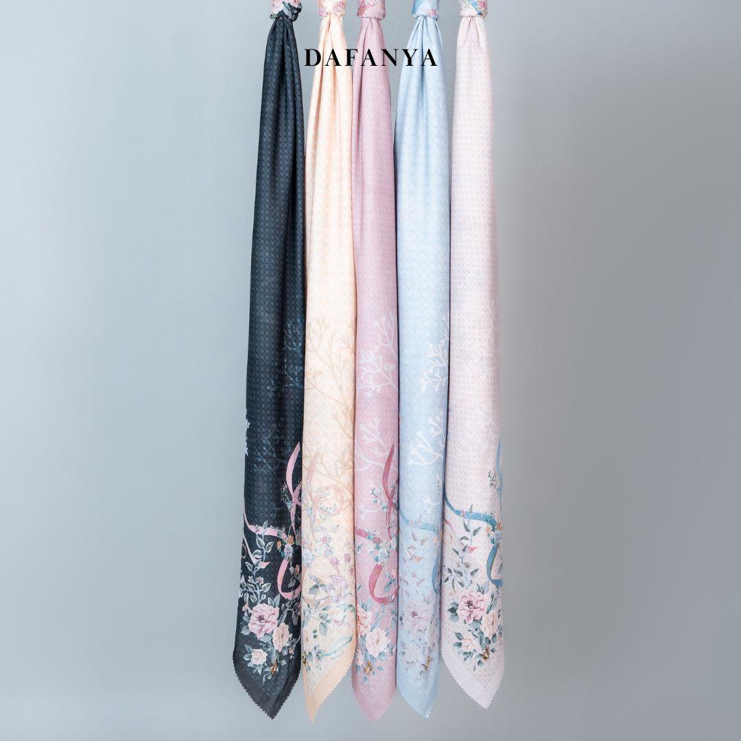𝐃𝐀𝐅𝐀𝐍𝐘𝐀 - Syari Syafiyyah Series Jilbab Motif Floral Kerudung Segi Empat Hijab Scarf bahan Voal Laser Cut