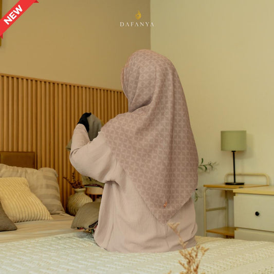 [New Launch] 𝐃𝐀𝐅𝐀𝐍𝐘𝐀 - Azia Series Jilbab Motif Monogram Kerudung Segi Empat Hijab Scarf bahan Voal Laser Cut