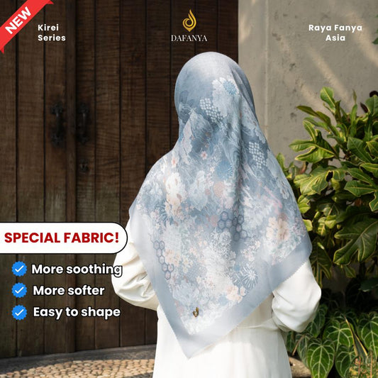 𝐃𝐀𝐅𝐀𝐍𝐘𝐀 - Kirei Series Jilbab Motif Floral Kerudung Segi Empat Hijab Scarf bahan Voal Laser Cut Rayafanya Edition