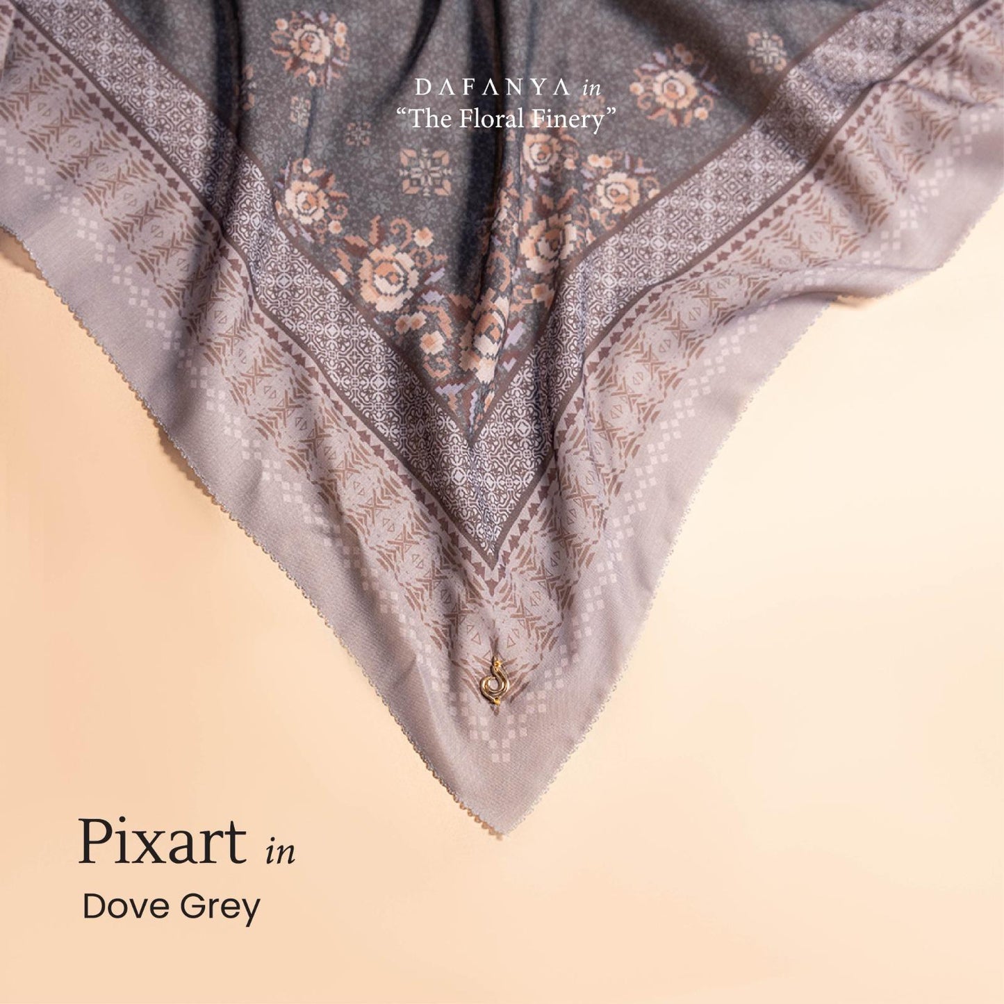𝐃𝐀𝐅𝐀𝐍𝐘𝐀 - Syari 130x130 Pixart Series Jilbab Motif Floral Kerudung Segi Empat Hijab Scarf bahan Voal Laser Cut