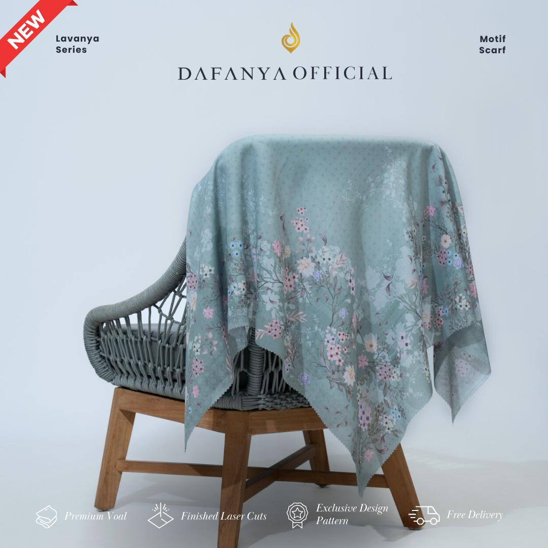 𝐃𝐀𝐅𝐀𝐍𝐘𝐀 - Lavanya Series Jilbab Motif Floral Kerudung Segi Empat Hijab Scarf bahan Voal Laser Cut
