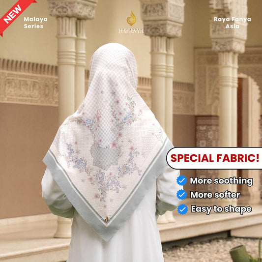 𝐃𝐀𝐅𝐀𝐍𝐘𝐀 - Malaya Series Jilbab Motif Floral Kerudung Segi Empat Hijab Scarf bahan Voal Laser Cut Rayafanya Edition