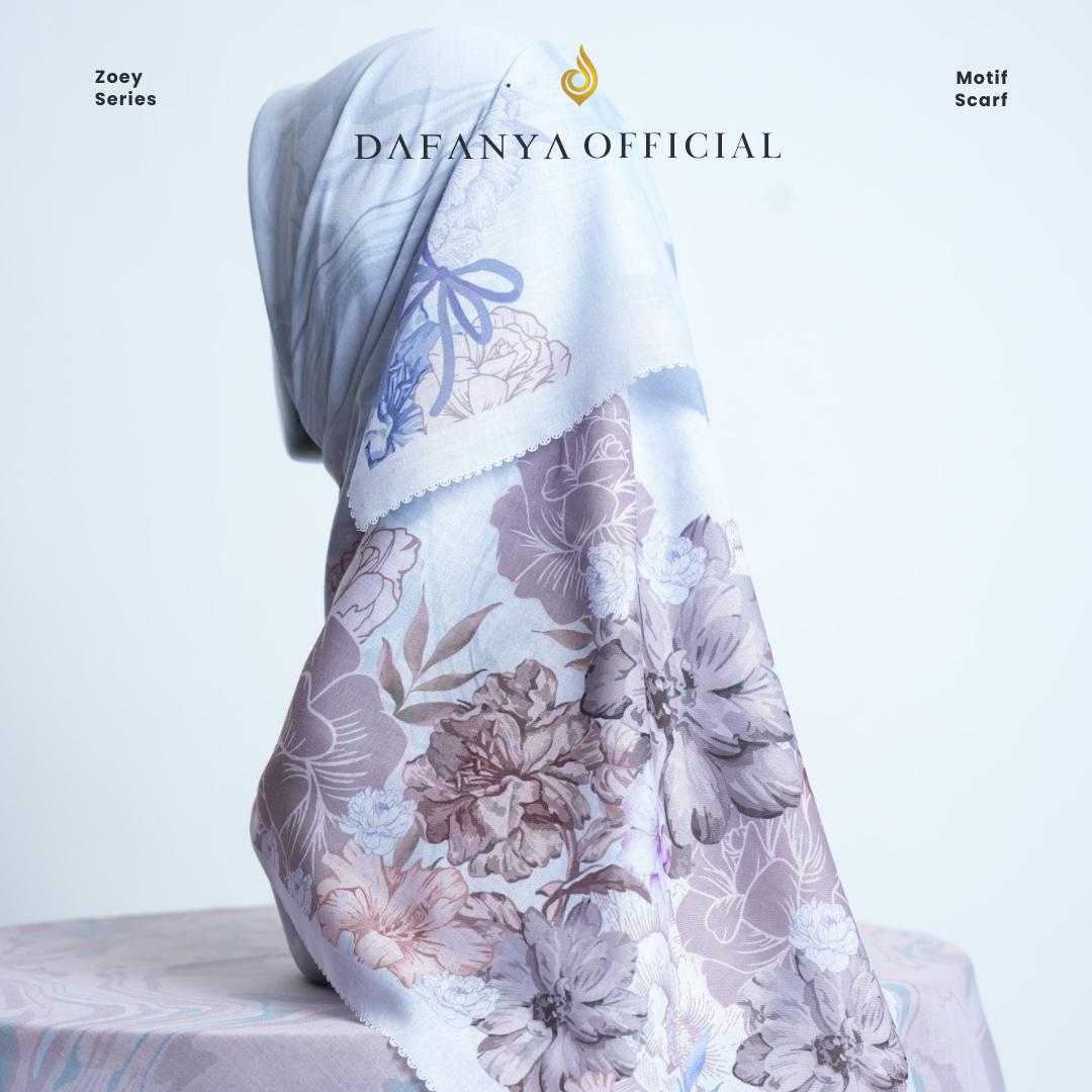 𝐃𝐀𝐅𝐀𝐍𝐘𝐀 - Zoey Series Jilbab Motif Floral Kerudung Segi Empat Hijab Scarf bahan Voal Laser Cut