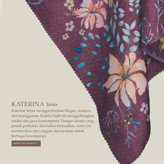 𝐃𝐀𝐅𝐀𝐍𝐘𝐀 - Katerina Series Jilbab Motif Floral Kerudung Segi Empat Hijab Scarf bahan Voal Laser Cut