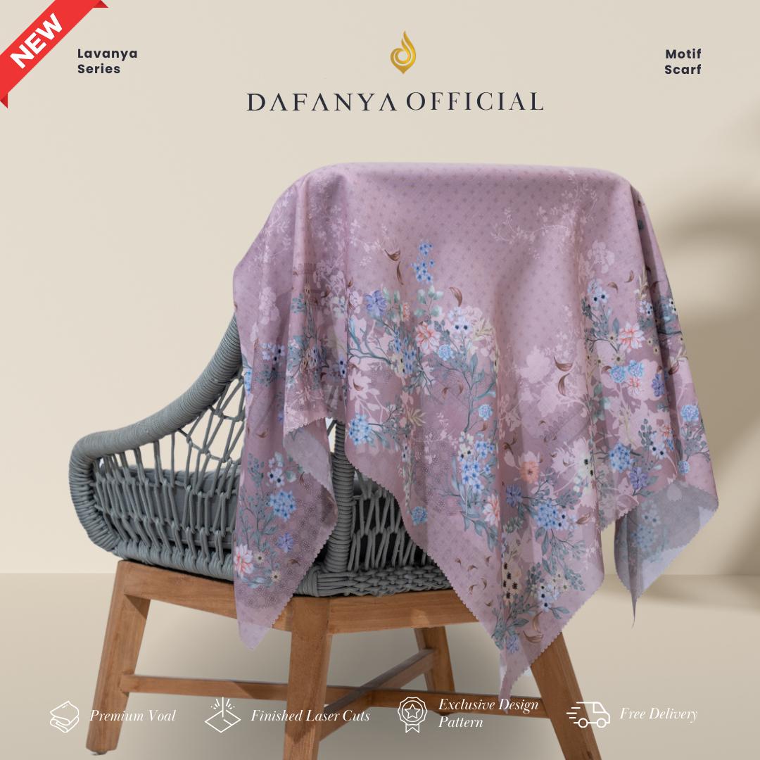 𝐃𝐀𝐅𝐀𝐍𝐘𝐀 - Lavanya Series Jilbab Motif Floral Kerudung Segi Empat Hijab Scarf bahan Voal Laser Cut