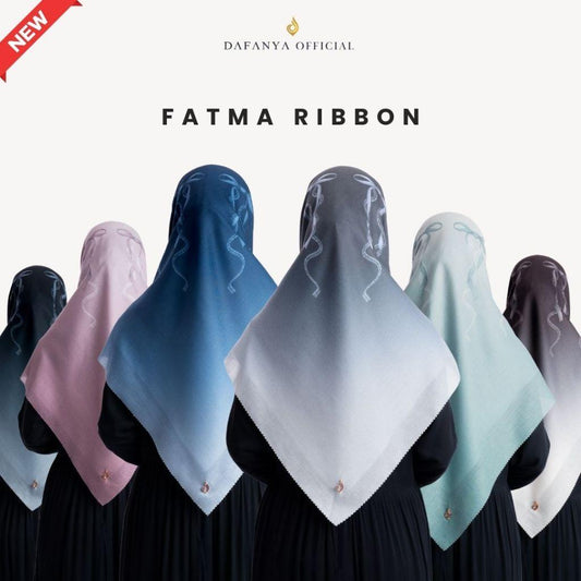 [New Launch] 𝐃𝐀𝐅𝐀𝐍𝐘𝐀 - Fatma Ribbon Series Jilbab Pita Gradasi Kerudung Segi Empat Hijab Scarf bahan Voal Laser Cut