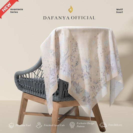 𝐃𝐀𝐅𝐀𝐍𝐘𝐀 - Anastasia Series Jilbab Motif Floral Kerudung Segi Empat Hijab Scarf bahan Voal Laser Cut