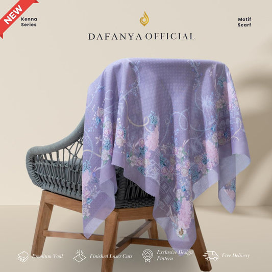 𝐃𝐀𝐅𝐀𝐍𝐘𝐀 - Kenna Series Jilbab Motif Floral Kerudung Segi Empat Hijab Scarf bahan Voal Laser Cut