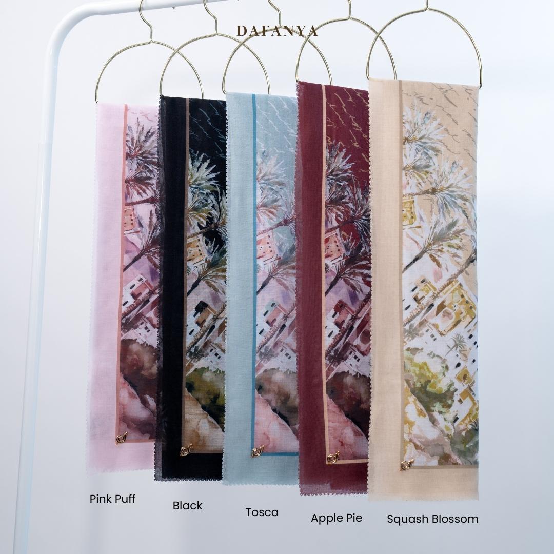 𝐃𝐀𝐅𝐀𝐍𝐘𝐀 - Rhea Series Jilbab Motif Floral Kerudung Segi Empat Hijab Scarf bahan Voal Laser Cut