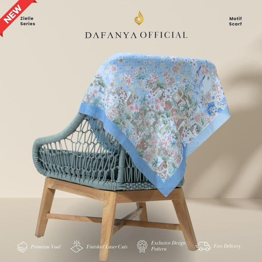 𝐃𝐀𝐅𝐀𝐍𝐘𝐀 - Zielie Series Jilbab Motif Floral Kerudung Segi Empat Hijab Scarf bahan Voal Laser Cut