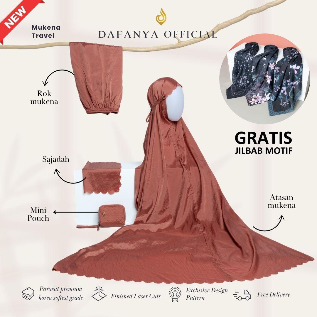 [ GRATIS JILBAB ] 𝐃𝐀𝐅𝐀𝐍𝐘𝐀 - Mukena 3 in 1 Traveling Prayer Set Mini Pouch Terlembut Parasut Korea Tepi Lasercut