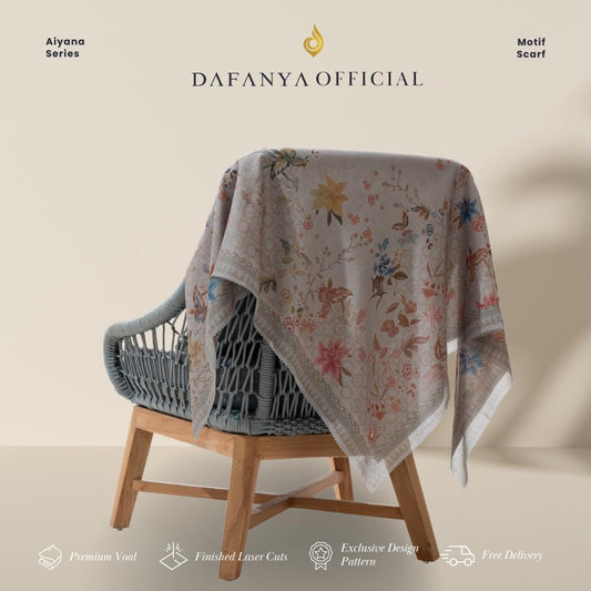 𝐃𝐀𝐅𝐀𝐍𝐘𝐀 - Aiyana Series Jilbab Motif Floral Kerudung Segi Empat Hijab Scarf bahan Voal Laser Cut