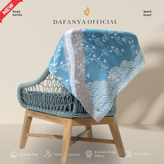 𝐃𝐀𝐅𝐀𝐍𝐘𝐀 - Ruya Series Jilbab Motif Abstrak Kerudung Segi Empat Hijab Scarf bahan Voal Laser Cut