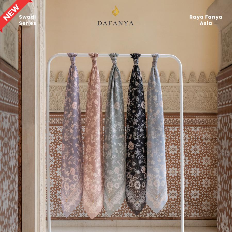 𝐃𝐀𝐅𝐀𝐍𝐘𝐀 - Swadi Series Jilbab Motif Floral Kerudung Segi Empat Hijab Scarf bahan Voal Laser Cut Rayafanya Edition