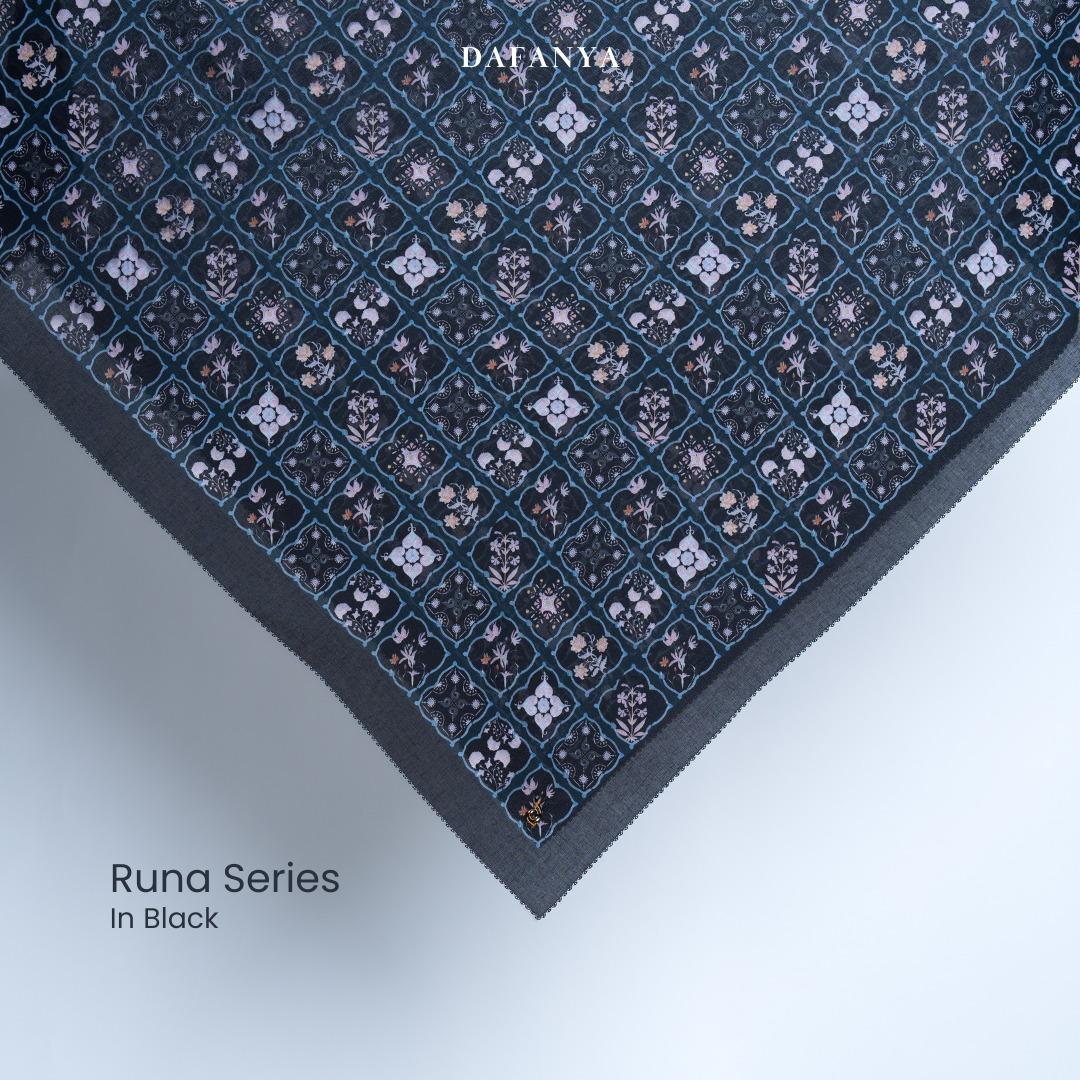 𝐃𝐀𝐅𝐀𝐍𝐘𝐀 - Runa Series Jilbab Motif Monogram Kerudung Segi Empat Hijab Scarf bahan Voal Laser Cut