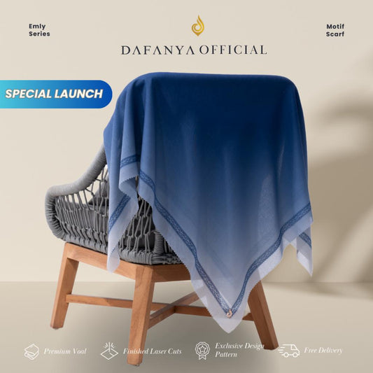 𝐃𝐀𝐅𝐀𝐍𝐘𝐀 - Emly Series Jilbab 2 Gradasi Kerudung Segi Empat Hijab Scarf bahan Voal Laser Cut