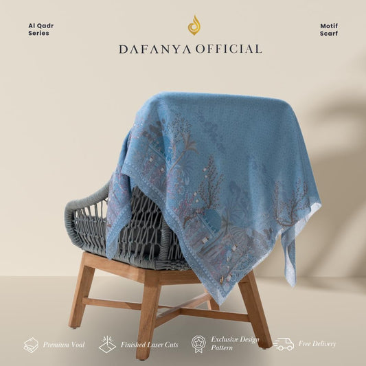 𝐃𝐀𝐅𝐀𝐍𝐘𝐀 - Al-Qadr Series Jilbab Motif Floral Kerudung Segi Empat Hijab Scarf bahan Voal Laser Cut