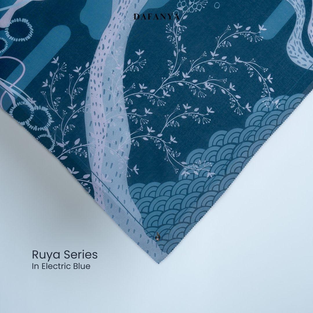 𝐃𝐀𝐅𝐀𝐍𝐘𝐀 - Ruya Series Jilbab Motif Abstrak Kerudung Segi Empat Hijab Scarf bahan Voal Laser Cut
