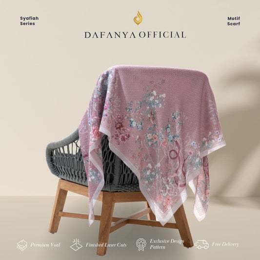 𝐃𝐀𝐅𝐀𝐍𝐘𝐀 - Syari Syafiyyah Series Jilbab Motif Floral Kerudung Segi Empat Hijab Scarf bahan Voal Laser Cut