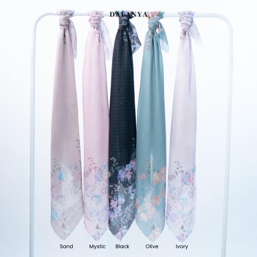 [Bundle 10 Pcs] 𝐃𝐀𝐅𝐀𝐍𝐘𝐀 - Nimra Series Jilbab Motif Floral Kerudung Segi Empat Hijab Scarf bahan Voal Laser Cut