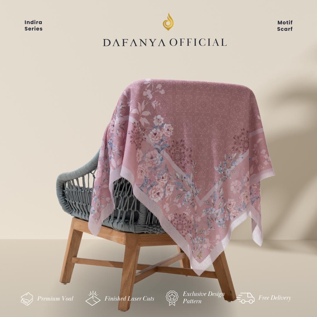 𝐃𝐀𝐅𝐀𝐍𝐘𝐀 - Indira Series Jilbab Motif Floral Kerudung Segi Empat Hijab Scarf bahan Voal Laser Cut