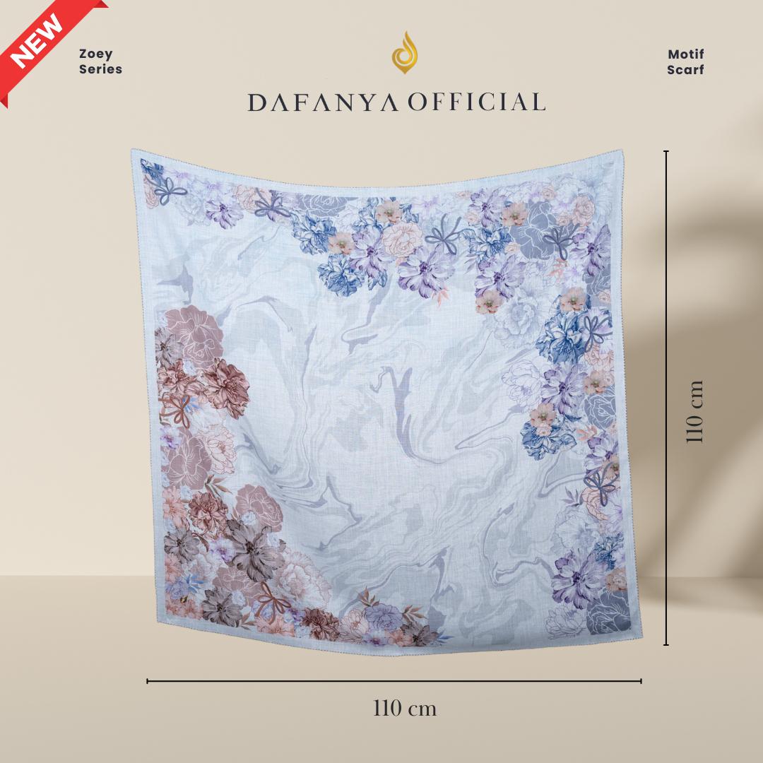𝐃𝐀𝐅𝐀𝐍𝐘𝐀 - Zoey Series Jilbab Motif Floral Kerudung Segi Empat Hijab Scarf bahan Voal Laser Cut