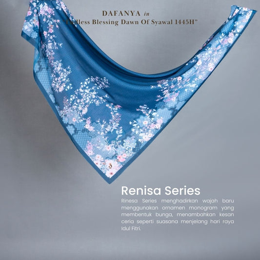 𝐃𝐀𝐅𝐀𝐍𝐘𝐀 - Renisa Series Jilbab Motif Floral Kerudung Segi Empat Hijab Scarf bahan Voal Laser Cut