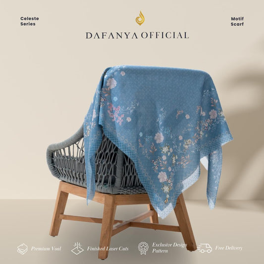 𝐃𝐀𝐅𝐀𝐍𝐘𝐀 - Celeste Series Jilbab Motif Floral Kerudung Segi Empat Hijab Scarf bahan Voal Laser Cut