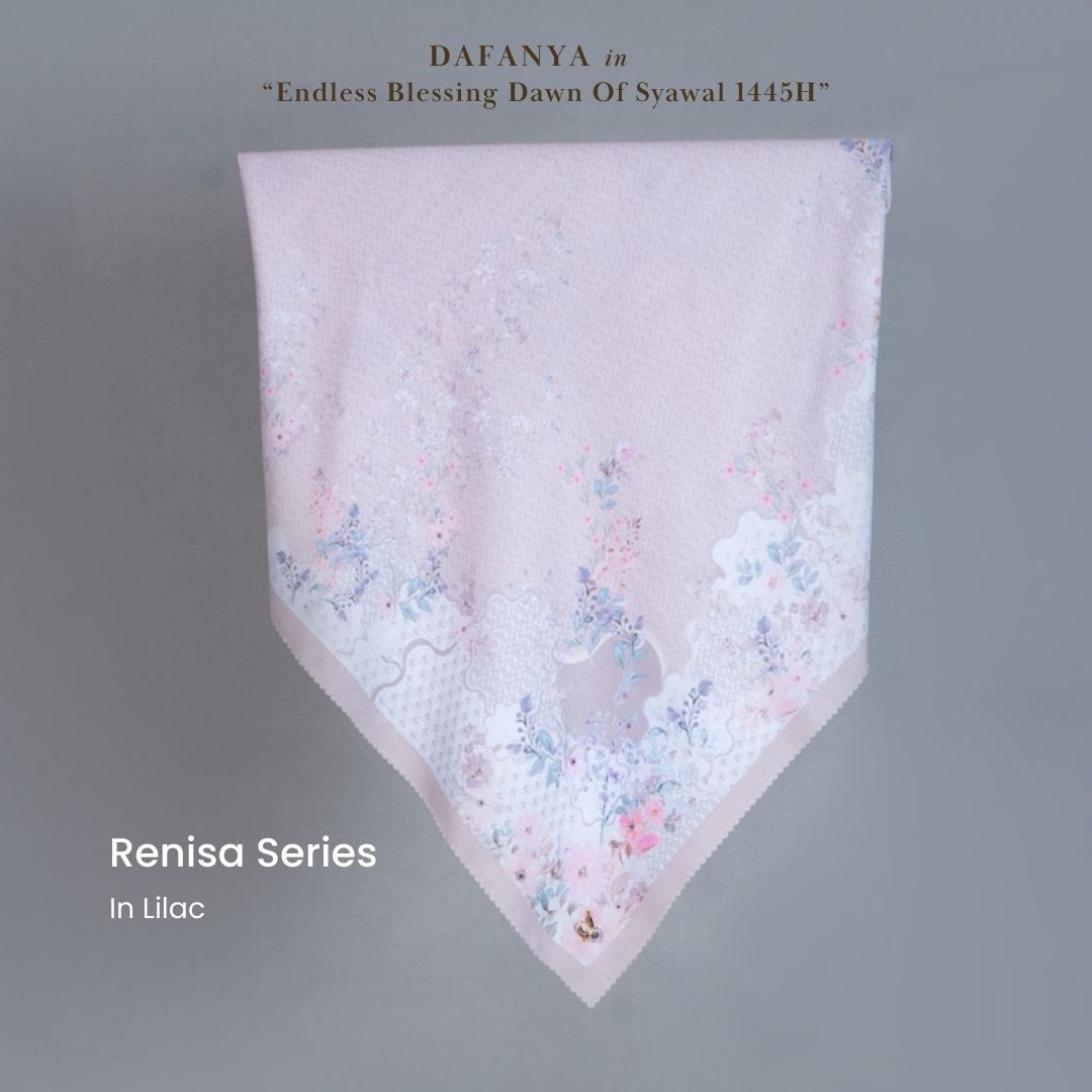 𝐃𝐀𝐅𝐀𝐍𝐘𝐀 - Renisa Series Jilbab Motif Floral Kerudung Segi Empat Hijab Scarf bahan Voal Laser Cut