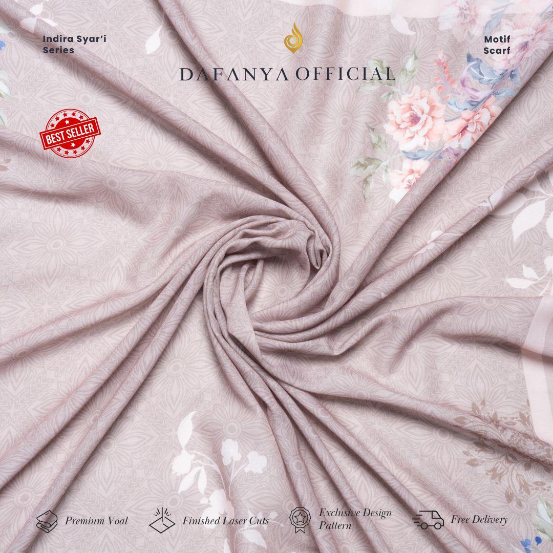 𝐃𝐀𝐅𝐀𝐍𝐘𝐀 - Syari Indira Series Jilbab Motif Floral Kerudung Segi Empat Hijab Scarf bahan Voal Laser Cut