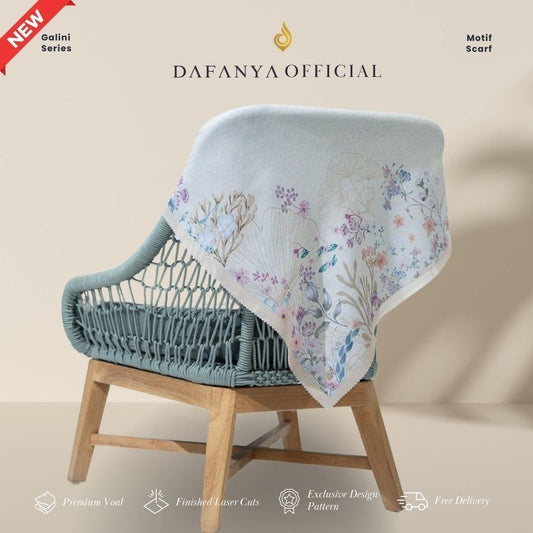 𝐃𝐀𝐅𝐀𝐍𝐘𝐀 - Galini Series Jilbab Motif Floral Kerudung Segi Empat Hijab Scarf bahan Voal Laser Cut